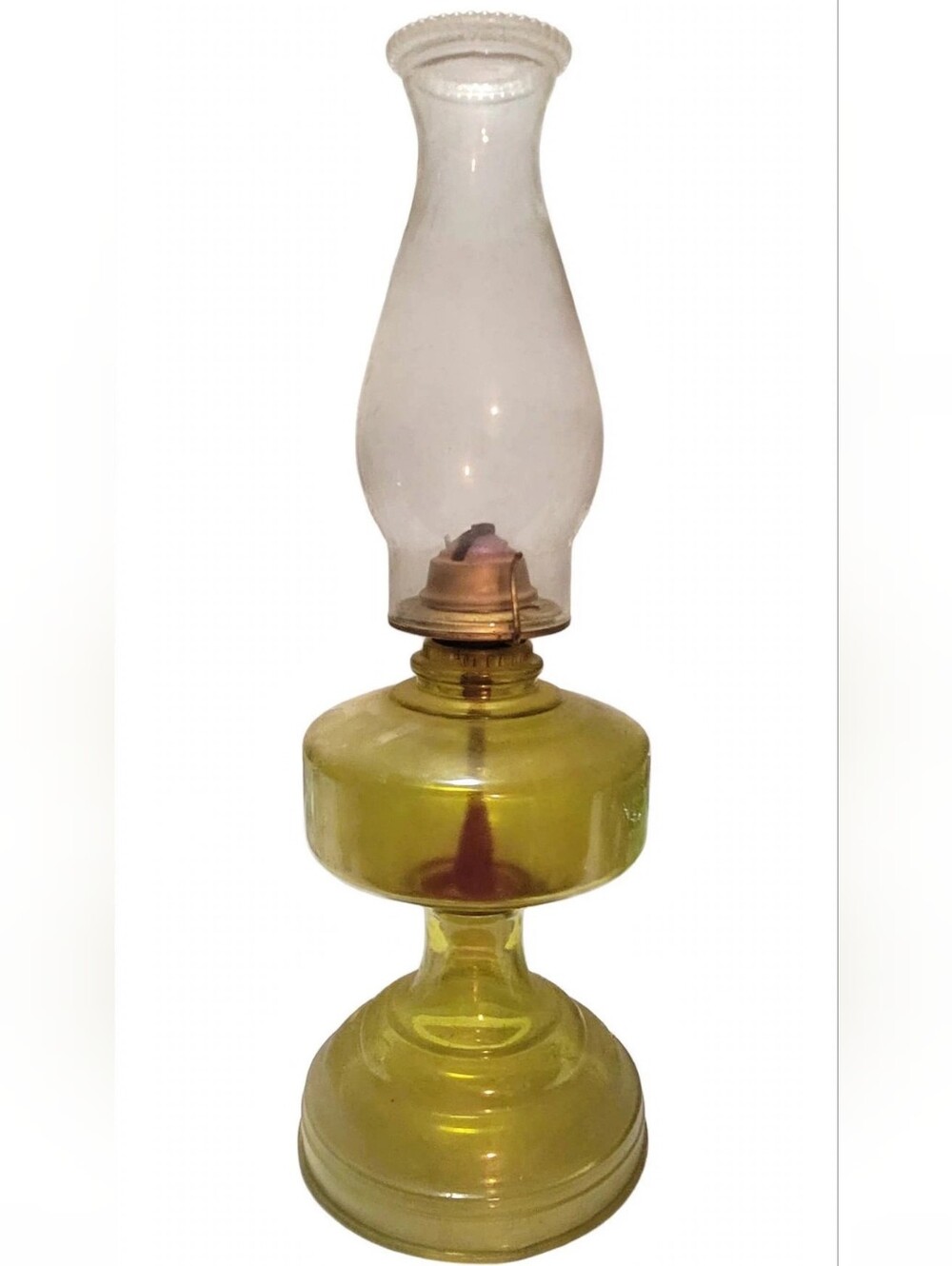 L.E. Smith Amber Oil Lamp  Original Chimney Eagle Burner Dusty Big